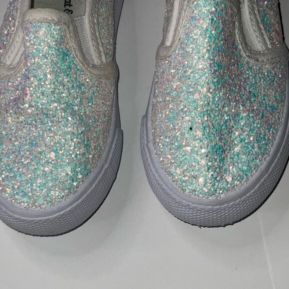 Cat & Jack Little Girl’s Sparkly White Glitter Slip on Sneakers Size 7 - Picture 5 of 6